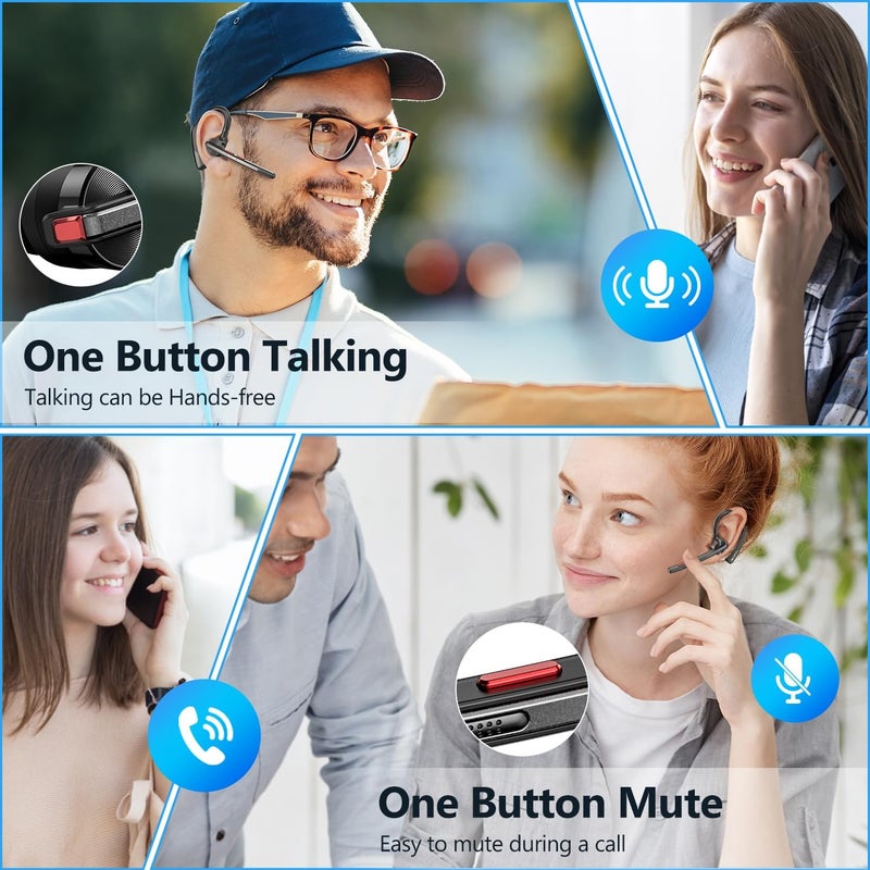 New Bee Bluetooth Headset, Wireless Bluetooth Earpiece for Cellphone with 500mah Charging Case 80h Playtime V5.2 Dual Mic Noise Cancelling Hands-Free Earphones for Office Driver - Image 4